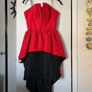 Strapless Vintage red/ hot pink dress from the 80s